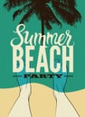 Typographic Summer Beach Party retro poster design. Vector illustration. Eps 10. Royalty Free Stock Photo